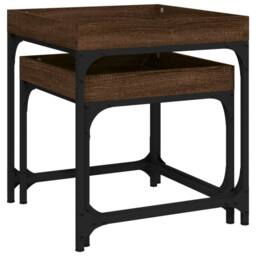 Berkfield Home Side Tables 2 pcs Brown Oak Engineered Wood - thumbnail 7
