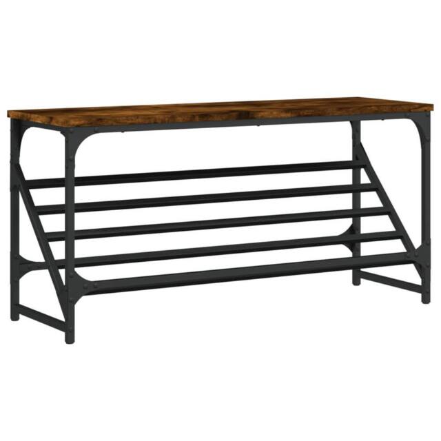 Berkfield Home Shoe Rack Smoked Oak 90x30x45 cm Engineered Wood in Brown - Size: 90 x 30 x 45 cm - image 1