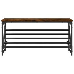 Berkfield Home Shoe Rack Smoked Oak 90x30x45 cm Engineered Wood in Brown - Size: 90 x 30 x 45 cm - thumbnail 4