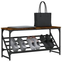 Berkfield Home Shoe Rack Smoked Oak 90x30x45 cm Engineered Wood in Brown - Size: 90 x 30 x 45 cm - thumbnail 3