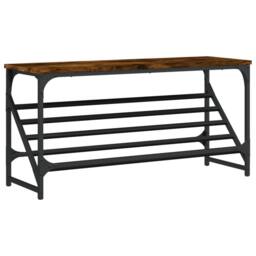 Berkfield Home Shoe Rack Smoked Oak 90x30x45 cm Engineered Wood in Brown - Size: 90 x 30 x 45 cm - thumbnail 1