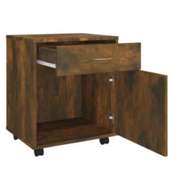 Berkfield Home Rolling Cabinet Smoked Oak 45x38x54 cm Engineered Wood in Brown - Size: 45 x 38 x 54 cm - thumbnail 6