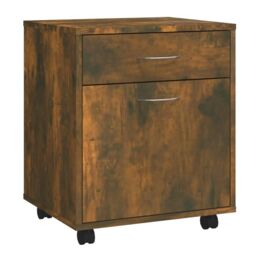 Berkfield Home Rolling Cabinet Smoked Oak 45x38x54 cm Engineered Wood in Brown - Size: 45 x 38 x 54 cm - thumbnail 2