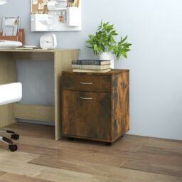 Berkfield Home Rolling Cabinet Smoked Oak 45x38x54 cm Engineered Wood in Brown - Size: 45 x 38 x 54 cm - thumbnail 1