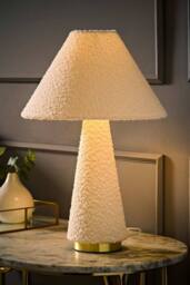 ValueLights Martha Conical Lamp Shade Velvet Boucle Full Fabric Table Lamp in Cream - thumbnail 2