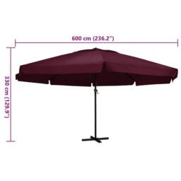 Berkfield Home Garden Parasol with Aluminium Pole 600 cm Bordeaux Red - thumbnail 5