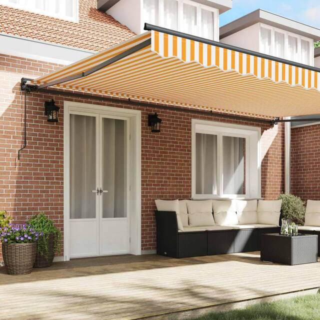 Berkfield Home Retractable Awning Manual Orange & White 500x300 cm - image 1