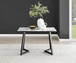 FurnitureboxUK Carson White Marble Effect Dining Table & 4 Halleyy Chairs in Cream - thumbnail 3