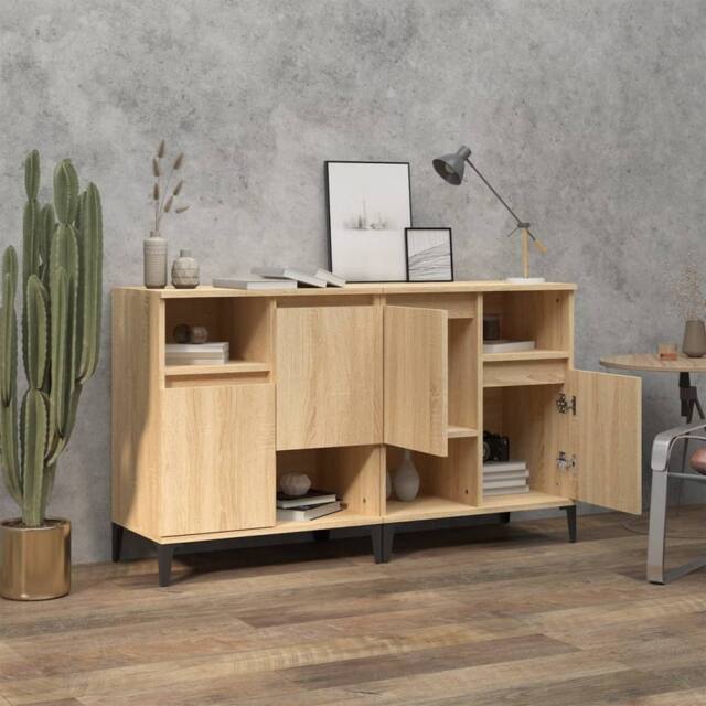 Berkfield Home Sideboards 2 pcs Sonoma Oak 60x35x70 cm Engineered Wood in Light Tan - Size: 60 x 35 x 70 cm - image 1