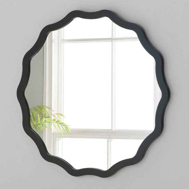 Yearn Mirrors Black Ripple Framed Circular Wall Mirror 120x120cm - Size: 120x120 cm - image 1
