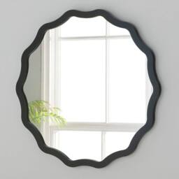 Yearn Mirrors Black Ripple Framed Circular Wall Mirror 120x120cm - Size: 120x120 cm