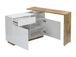 Vente-unique Swivel Bar Unit With 2 Doors, 1 Drawer & 1 Open Shelf In MDF - White in Light Oak - thumbnail 9