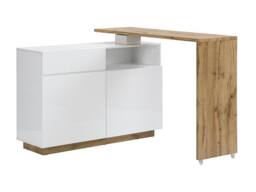 Vente-unique Swivel Bar Unit With 2 Doors, 1 Drawer & 1 Open Shelf In MDF - White in Light Oak - thumbnail 7
