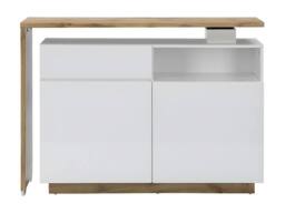 Vente-unique Swivel Bar Unit With 2 Doors, 1 Drawer & 1 Open Shelf In MDF - White in Light Oak - thumbnail 5