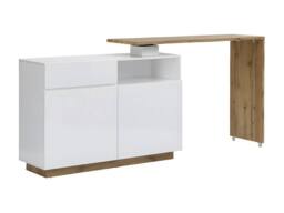 Vente-unique Swivel Bar Unit With 2 Doors, 1 Drawer & 1 Open Shelf In MDF - White in Light Oak - thumbnail 8