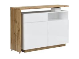 Vente-unique Swivel Bar Unit With 2 Doors, 1 Drawer & 1 Open Shelf In MDF - White in Light Oak - thumbnail 6