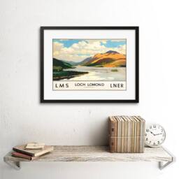 "Artery8 Travel Scotland Loch Lomond Rails Home Decor 12x16"" Framed Art Print - Size: W12"" x H16""" - thumbnail 2