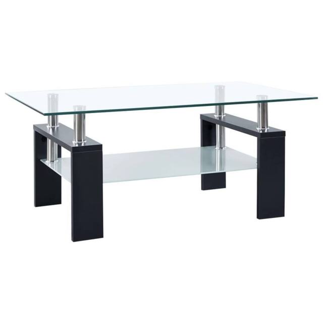 Berkfield Home Coffee Table Black & Transparent 95x55x40 cm Tempered Glass - Size: 95 x 55 x 40 cm - image 1