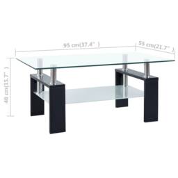 Berkfield Home Coffee Table Black & Transparent 95x55x40 cm Tempered Glass - Size: 95 x 55 x 40 cm - thumbnail 6