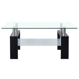 Berkfield Home Coffee Table Black & Transparent 95x55x40 cm Tempered Glass - Size: 95 x 55 x 40 cm - thumbnail 2