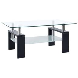 Berkfield Home Coffee Table Black & Transparent 95x55x40 cm Tempered Glass - Size: 95 x 55 x 40 cm - thumbnail 1