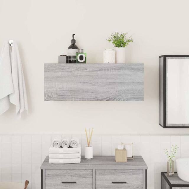 Berkfield Home Decorative Bathroom Wall Cabinet Grey Sonoma 80x25x30 cm Engineer - Size: 80 x 25 x 30 cm - image 1