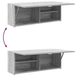 Berkfield Home Decorative Bathroom Wall Cabinet Grey Sonoma 80x25x30 cm Engineer - Size: 80 x 25 x 30 cm - thumbnail 9