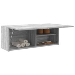 Berkfield Home Decorative Bathroom Wall Cabinet Grey Sonoma 80x25x30 cm Engineer - Size: 80 x 25 x 30 cm - thumbnail 4