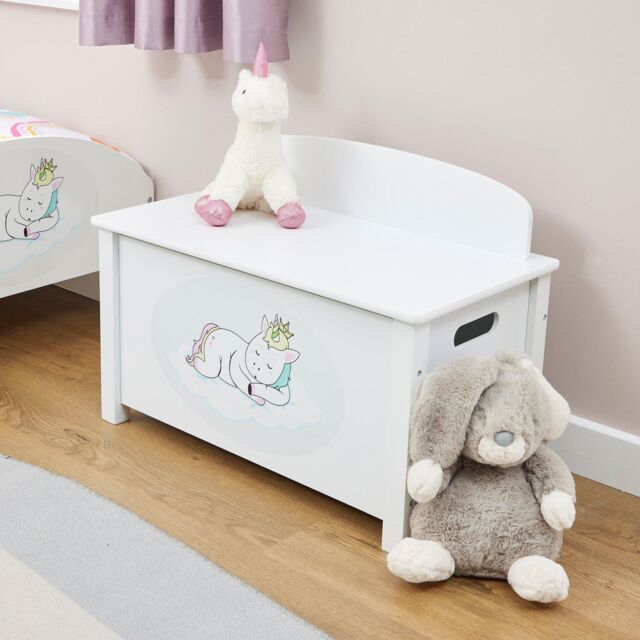 Liberty House Toys Unicorn Wooden Toy Box in White - image 1