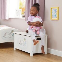 Liberty House Toys Unicorn Wooden Toy Box in White - thumbnail 3