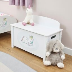 Liberty House Toys Unicorn Wooden Toy Box in White