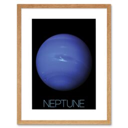 "Artery8 Wall Art Print NASA Our Solar System Neptune Blue Planet Voyager 2 Image Artwork Framed 9X7 Inch in Beige - Size: W7"" x H9""" - thumbnail 1