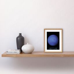 "Artery8 Wall Art Print NASA Our Solar System Neptune Blue Planet Voyager 2 Image Artwork Framed 9X7 Inch in Beige - Size: W7"" x H9""" - thumbnail 2