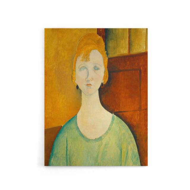 "Artery8 Green Blouse Portrait Modigliani Vintage Canvas Wall Art in Brown - Size: W18"" x H24""" - image 1