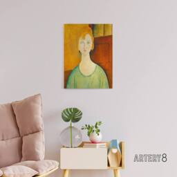 "Artery8 Green Blouse Portrait Modigliani Vintage Canvas Wall Art in Brown - Size: W18"" x H24""" - thumbnail 3