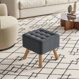 KORVIXA Square Fabric Sofa Footstool Foot Rest Ottoman in Grey - Size: 0.6m2 - thumbnail 5