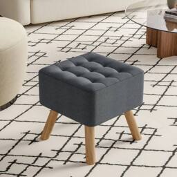 KORVIXA Square Fabric Sofa Footstool Foot Rest Ottoman in Grey - Size: 0.6m2 - thumbnail 4