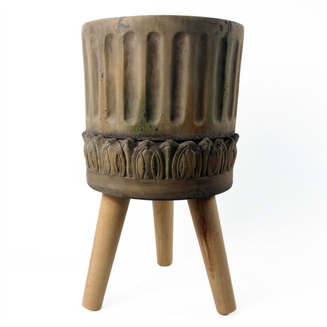 Leaf 40cm x 21.5cm Zandi Roman Composite Large Planter in Dark Brown - Size: 40 cm x 21.5 cm - image 1