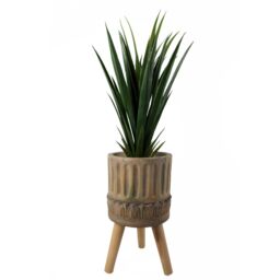 Leaf 40cm x 21.5cm Zandi Roman Composite Large Planter in Dark Brown - Size: 40 cm x 21.5 cm - thumbnail 2
