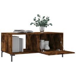 Berkfield Home Coffee Table Smoked Oak 90x50x40 cm Engineered Wood in Brown - Size: 90 x 50 x 40 cm - thumbnail 4