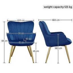 KORVIXA Blue Modern Accent Chair Curved Back Velvet - Size: 100 cm x 100 cm - thumbnail 2