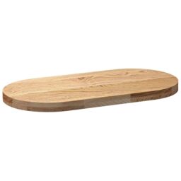 Berkfield Home Table Top 80x40x4 cm Solid Wood Oak Oval in Brown - Size: 80 x 40 x 4 cm - thumbnail 4