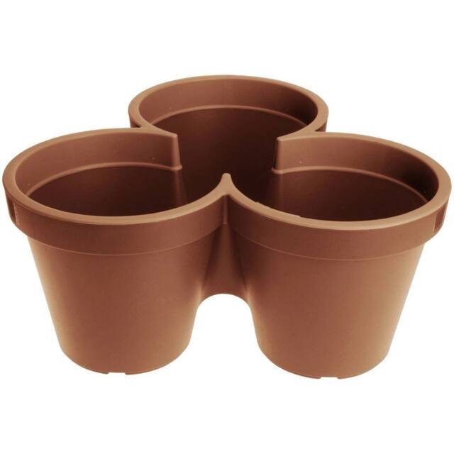 EONLION Stackable Plastic 3 Plants Flower Pots Pot Holder in Brown - image 1