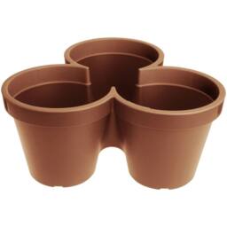 EONLION Stackable Plastic 3 Plants Flower Pots Pot Holder in Brown - thumbnail 1