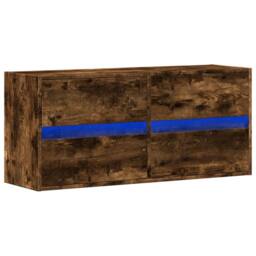 Berkfield Home TV Wall Cabinet with LED Lights Smoked Oak 100x31x45 cm in Brown - Size: 100 x 31 x 45 cm - thumbnail 3