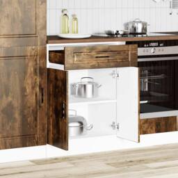 Berkfield Home Kitchen Base Cabinet¬†Porto Smoked Oak Engineered Wood in Brown - thumbnail 3