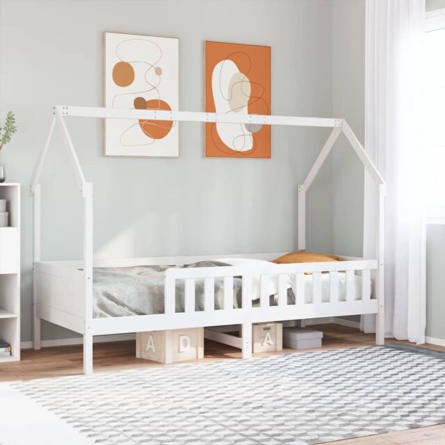 Berkfield Home Kids' House Bed Frame without Mattress White 90x200 cm Pine - image 1