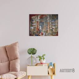 "Artery8 Panini Views Of Modern Rome Monuments Canvas Wall Art Print - Size: W18"" x H24""" - thumbnail 3