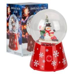 VFM e-Store Christmas Snow Globe Light Up Blower 18cm x 12cm Snowman X 1 in Red - Size: 18 cm x 12 cm - thumbnail 1