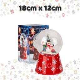 VFM e-Store Christmas Snow Globe Light Up Blower 18cm x 12cm Snowman X 1 in Red - Size: 18 cm x 12 cm - thumbnail 2